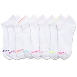New Balance Girls' Athletic Low Cut Socks with Reinforced Heel and Toe (8 Pack), Size Small, White