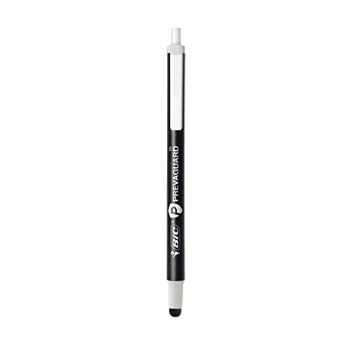 BIC PrevaGuard Clic Stic Ballpoint Pen & Stylus, With Built-in Protection To Suppress Bacteria Growth, Medium Point (1.0mm), Black, 12-Count
