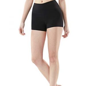 TSLA Women's High Waisted Bike Shorts, Workout Running Yoga Shorts with Pocket, Athletic Stretch Exercise Shorts, 3" Shorts Black, Medium