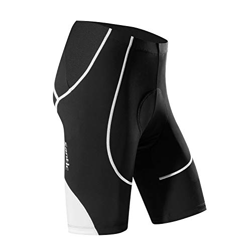 Santic Cycling Men's Shorts Biking Bicycle Bike Pants Half Pants 4D Coolmax Padded E-black-white L