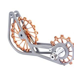 SwishTi Titanium Road Cyclocross Gravel Bicycle Bike Rear Derailleur Oversized Pulley Wheel System Cage OSPW for Shimano Ultegra r8000 r8050 / Dura Ace r9100 r9150 11s use (Gold)
