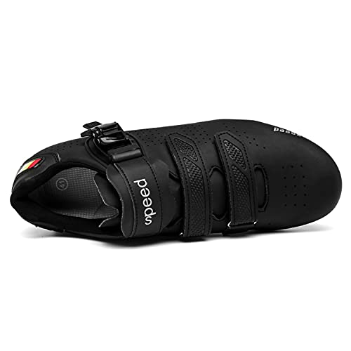 Mens Women Cycling Shoes,Indoor Bike Shoes with Look Delta,Outdoor Mountain Road Bike Lock Pedal Bike Shoes Black