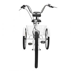 Adult Tricycles, 7 Speed Adult Trikes 24 inch 3 Wheel Bikes for Adults with Large Basket for Recreation, Shopping, Picnics Exercise Men's Women's Cruiser Bike[3-5 Days Delivery] (White)