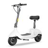 OKAI Beetle Electric Scooter with Seat, Up to 25 Miles Range & 15.5MPH, Modern Moped Scooter Bike with 10inch Vacuum Tires (White)