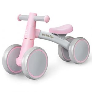 HUMBLE-BEE Toddler Balance Bike for Age 10-36 Months Gifts for Boys or Girls One Year Old No Pedal Infant 4 Wheels Bicycle Mini Balance Bike,Pink