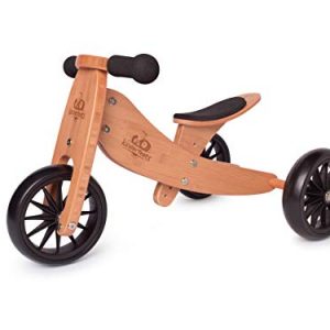 Kinderfeets TinyTot 2-in-1 Wooden Balance Bike and Tricycle - Easily Convert from Bike to Trike | Sustainable and Eco-Friendly | Adjustable Riding Balance Toy for Kids and Toddlers (Bamboo)