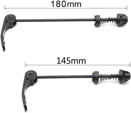 DEER U Road Mountain Bicycle MTB Wheel Hub Front and Rear Skewers Quick Release Clip Bolt Lever Axle QR 145/180 mm, a Pair (Black)