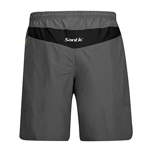 Santic Men's 4D Paded Cycling Shorts Casual Loose-Fit Mountain Bike Bicycle MTB Shorts Black/Grey