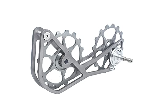 SwishTi Road Cyclocross Gravel E-Bike Bicycle Bike Rear Derailleur Oversized Pulley Wheel System Titanium Cage OSPW Cycling for Sram Red/Force/Rival Mechanical 10/11 Speed use (Silver Gray)