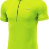 TSLA Men's Short Sleeve Bike Cycling Jersey, Quick Dry Breathable Reflective Biking Shirts with 3 Rear Pockets, Cycle Short Sleeve Neon Yellow, Medium