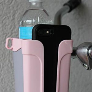 BikeCupHolder - Gray and Pink - Cell Phone - Keys - Holder Combo for Beach Cruiser - Commuter Bike