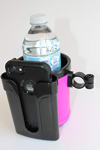 BikeCupHolder - Pink - Cell Phone - Keys - Holder Combo for Beach Cruiser - Commuter Bike