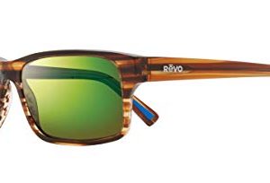 Revo Sunglasses Finley: Polarized Serilium+ Lens with Eco-Friendly Rectangle Frame, Brown Horn Frame with Evergreen Lens