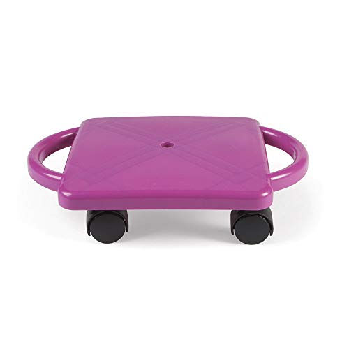 hand2mind Purple Indoor Scooter Board with Safety Handles for Kids Ages 6-12, Plastic Floor Scooter Board with Rollers, Physical Education for Home, Homeschool Supplies (Pack of 1)