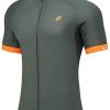 PTSOC Men's Cycling Jersey Basic Bike Short Sleeve Shirt Bicycle Clothing Tops Full Zipper with 3 Rear Pockets Breathable Moisture-Wicking Quick Dry Biking Shirts Grey Orange X-Large