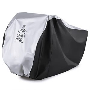 Maveek Bicycle Cover for 3 Bikes Waterproof Outdoor Storage Cycle Protection UV Rain Snow Proof Tarp Tent Shed for Bikes All Weather Dust Dirt Resistant Winter Summer Indoor Garage (Sliver/Black)