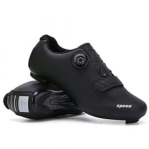 GENAI Men Road Bike Shoes Women Cycling Shoes Included Cleats(Combination Set) Compatible with Look SPD/SPD-SL for Outdoor/Indoor Cycling Exercise Shoes All Black