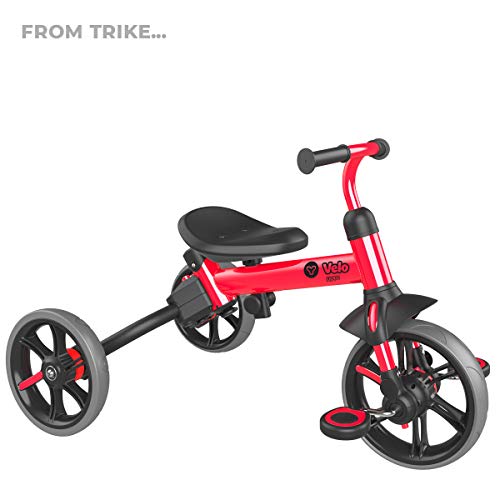 Yvolution Y Velo Flippa 4-in-1 Toddler Trike to Balance Bike | Ages 2-5 Years - Ruby