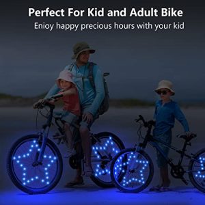 TUSIN 2 Pack LED Bike Wheel Lights Kit for Kids Night Riding with Batteries Included, 3 Pattern Waterproof Brighter Bicycle Wheel Light Front and Back for Adults Teens