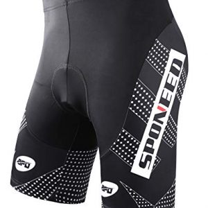 SPONEED Men Bicycle Shorts, Black with White, US L (CN XL)