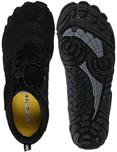 WHITIN Women's Minimalist Barefoot Shoes Zero Drop Sneakers Climbing Trail Running Five Fingers Size 9 9.5 Wide Toe Box for Female Ladies Flat Heel Minimus Comfort Lightweight Gym Treadmill Black 40