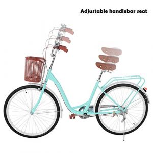 Women Bikes Beach Cruiser Bike 26in Classic Bicycle Retro Bicycle with Comfortable Seats and Baskets & Back Seats Womens Bike Single Speed Bicycle Commuter Bicycle 【US Stock】
