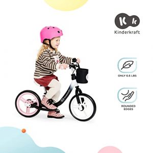 Kinderkraft Balance Bike Space, Kids First Bicycle, No Pedals, 11 inches Wheels, with Ajustable Seat, Footrest, Accessories, Bag, Bell, for Toddlers, from 2 Years Old to 77 lbs, Orange