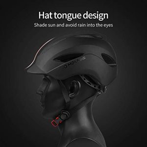 MOKFIRE Adult Bike Helmet That's Light, Cool & Sleek, Bicycle Cycling Helmet with Rear Light for Urban Commuter Adjustable Size for Adults Men/Women - Black