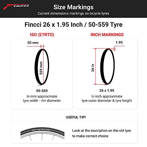 Fincci Pair 26 x 1.95 Inch Foldable 60 TPI XC Enduro Touring Trail Terrain Tires for MTB Hybrid Bike Bicycle - Pack of 2