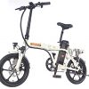 Sohoo Folding Electric Bicycle 16” 350W with A Removable 48V 10.4AH Lithium-Ion Battery - Lightweight and High Speed E-Bike - All Terrain Foldaway Sport Commuter Bicycle (White)