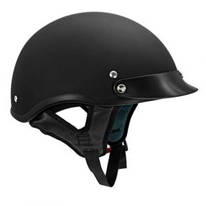 VCAN Cruiser Solid Flat Black Half Face Motorcycle Helmet (Small)