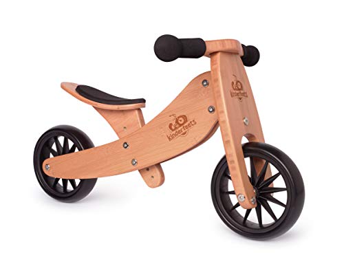 Kinderfeets TinyTot 2-in-1 Wooden Balance Bike and Tricycle - Easily Convert from Bike to Trike | Sustainable and Eco-Friendly | Adjustable Riding Balance Toy for Kids and Toddlers (Bamboo)