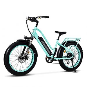 Electric Bike for Adults, Addmotor 750W Ebike, 24" Fat Tires Step-Through Electric Bicycle, 48V 16Ah Removable Battery, M-430 City Commuter Urban Mountain Snow Electric Bike (Cyan 2021)