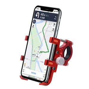 SANON Bicycle Motorcycle Phone Mount Aluminum Alloy Bicycle Motorcycle Handlebar Phone Mount for iPhone Samsung Galaxy GPS Phone Holder Bracket Red