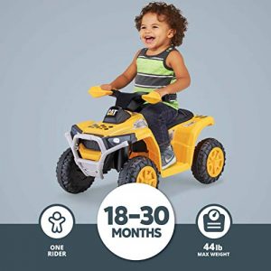 Kid Trax CAT Toddler Quad Ride On Toy, 6 Volt Battery, 1.5-3 Years Old, Max Weight 44 lbs, Single Seater, Yellow (KT1575AZ)
