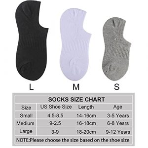Cozi Foot 10 Pairs Boys Girls No Show Socks Cotton Non Slip Low Cut Socks (Medium, C03-Black/White/Gray)