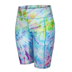 HDE Biker Shorts for Women High Waist Cute Womens Spandex Bike Shorts - High-Waisted Yoga Shorts for Running, Gym, Sports - Comfortable and Stylish Athletic Shorts with Pockets for Ladies Tie Dye XL