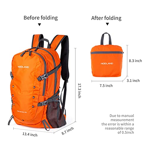 NODLAND 40L Lightweight Hiking Backpack, Water Resistant for Camping Packable Waterproof Daypack Travel for Men Women