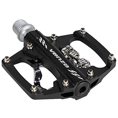 Venzo Multi-Use Compatible with Shimano SPD Mountain Bike Bicycle Sealed Clipless Pedals - Dual Platform Multi-Purpose - Great for Touring, Road, Trekking Bikes