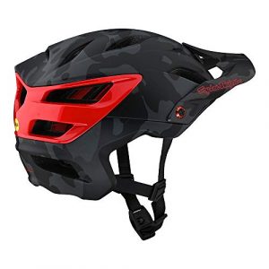 Troy Lee Designs A3 Camo Half Shell Mountain Bike Helmet W/MIPS - EPP EPS Premium Lightweight - All Mountain Enduro Gravel Trail Cycling MTB (Gray/Red, MD/LG)