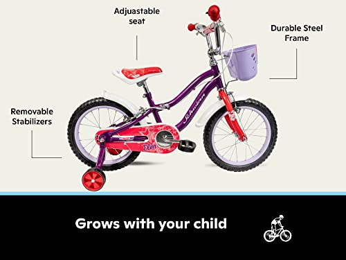 Schwinn Koen & Elm Toddler and Kids Bike, 16-Inch Wheels, Training Wheels Included, Purple