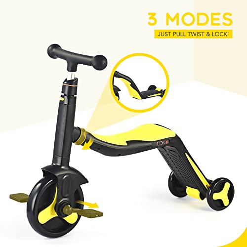 Viribus Toddler Scooter with Lights and Music, 3 in 1 Kids Scooter for 2 3 4 5 6 Years Old, 3 Wheel Scooter with Seat, Tricycle for Toddlers, Balance Bike with Optional Pedals for Baby Boys Girls