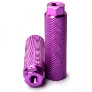 Amotor Bike Pegs Aluminum Alloy Anti-Skid Lead Foot Bicycle Pegs BMX Pegs for Mountain Bike Cycling Rear Stunt Pegs Fit 3/8 inch Axles (Purple)