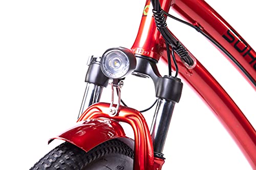 SOHOO 48V500W13Ah 26 inches Step-Thru Beach Cruiser Electric Bicycle City E-Bike Mountain Bike (RED) (S115)