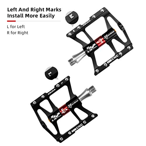 ROCKBROS Advanced 4 Bearings Mountain Bike Pedals Platform Bicycle Flat Alloy Pedals 9/16" Black