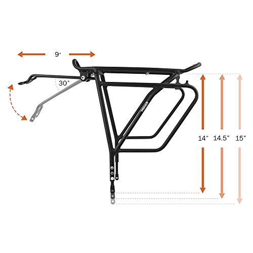 Ibera Bike Rack - Bicycle Touring Carrier Plus+ for Disc Brake Mount, Frame-Mounted for Heavier Top & Side Loads, Height Adjustable for 26"-29" Frames