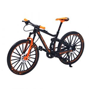 Ailejia Alloy Bicycles Ornament Model Racing Bike Mountain Finger Bicycle Toy Mini Bicycle Vehicles Party Decorations Crafts for Home (Black Orange)