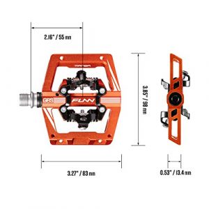 Funn Mamba S Mountain Bike Clipless Pedal Set - Double Side Clip Compact Platform MTB Pedals, SPD Compatible, 9/16-inch CrMo Axle (Orange)