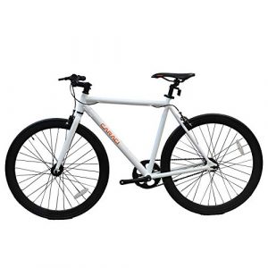 Bike Caraci Fixed Gear Bike Fixer Bike Road Bike Alumium Alloy Urban Bike Flip Flop Hub City Bike Riser Bar 700c 54cm Single Speed (White)