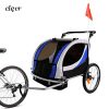 Clevr Deluxe 3-in-1 Double 2 Seat Bicycle Bike Trailer Jogger Stroller for Kids Children | Foldable w/Pivot Front Wheel, Blue